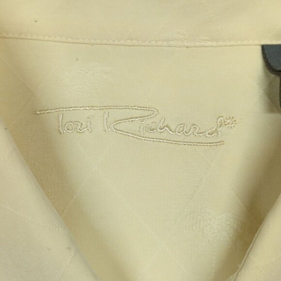 Tori Richard Yellow Silk Short Sleeve Button Down Shirt, Men's XL - Picture 8 of 9